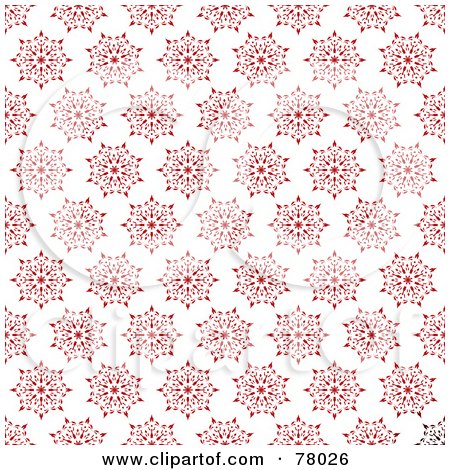Royalty-Free (RF) Clipart Illustration of a Red Snowflake Or Floral Pattern Background On White by michaeltravers
