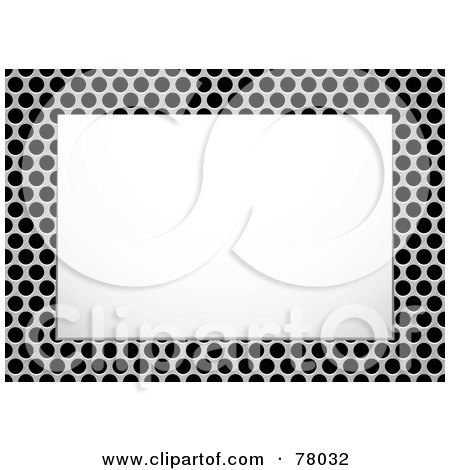 Royalty-Free (RF) Clipart Illustration of a White Text Box Framed With A Brushed Metal Grid by michaeltravers
