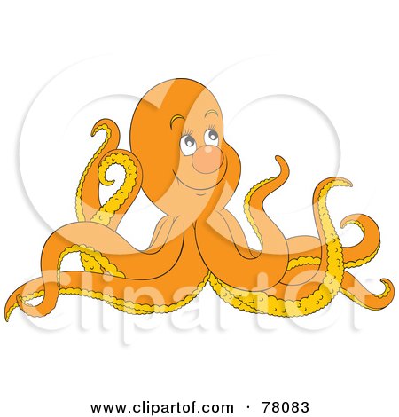Royalty-Free (RF) Clipart Illustration of a Cute And Happy Orange Octopus by Alex Bannykh