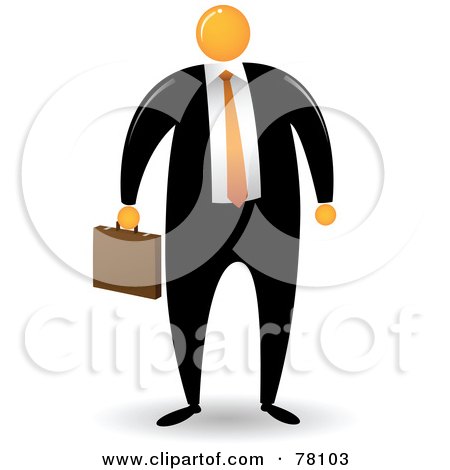 Royalty-Free (RF) Clipart Illustration of an Orange Faceless Businessman Carrying A Briefcase by Qiun