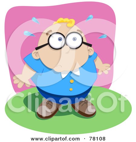 Royalty-Free (RF) Clipart Illustration of a Sweaty And Nervous Accused Blond Man Looking Up by Qiun