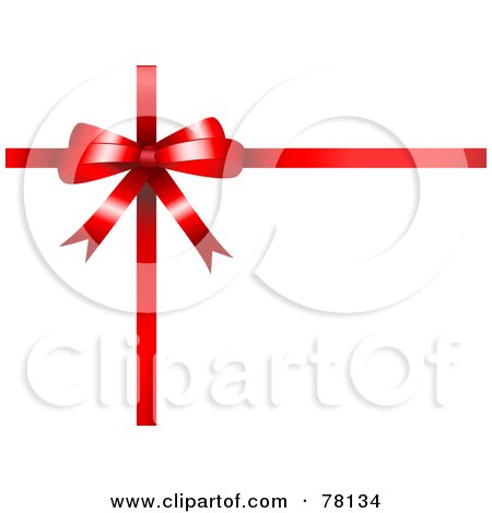 Royalty-Free (RF) Clipart Illustration of a Shiny Plastic Red Gift Bow And Ribbons, On A White Background by KJ Pargeter
