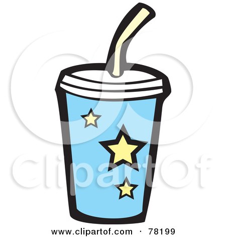 Royalty-Free (RF) Clipart Illustration of a Blue Soda Cup With Star Designs by xunantunich