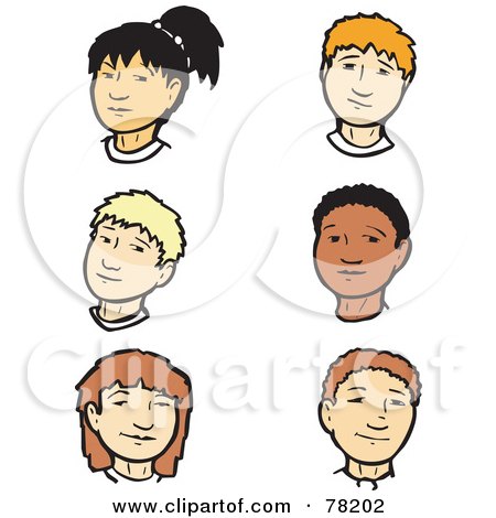 Royalty-Free (RF) Clipart Illustration of a Digital Collage Of Six Teenage Girl And Boy Faces by xunantunich
