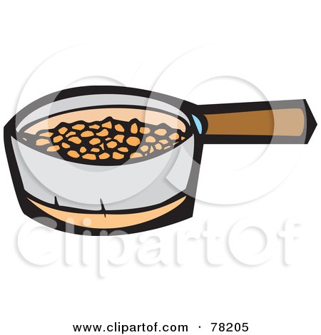 Royalty-Free (RF) Clipart Illustration of a Silver Pot Of Baked Beans by xunantunich