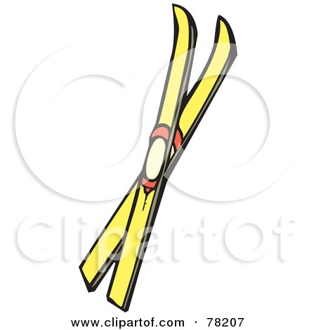 Royalty-Free (RF) Clipart Illustration of a Pair Of Yellow And Orange Skis by xunantunich