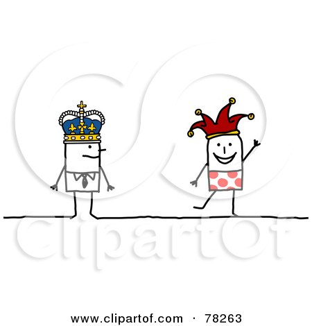 Royalty-Free (RF) Clipart Illustration of a Stick People King And Joker by NL shop