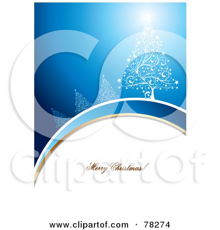 Royalty-Free (RF) Clipart Illustration of a Blue Tree And Merry Christmas Greeting by MilsiArt