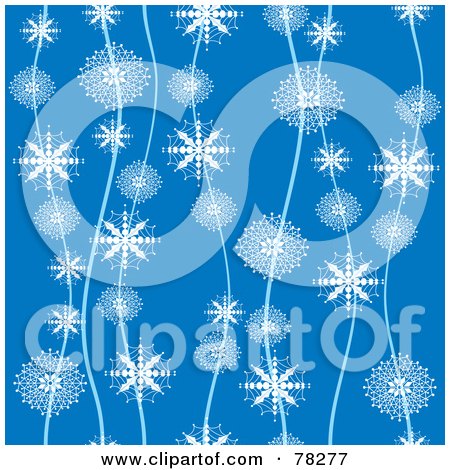Royalty-Free (RF) Clipart Illustration of a Patterned Background Of Snowflake Lines On Blue by MilsiArt