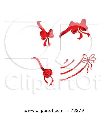 Royalty-Free (RF) Clipart Illustration of a Digital Collage Of Four White Christmas Gift Cards With Bow Corners by MilsiArt
