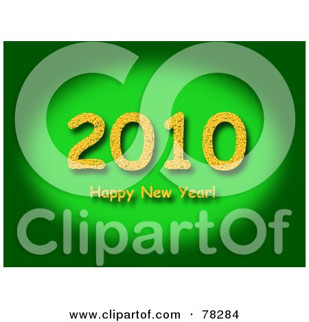 Royalty-Free (RF) Clipart Illustration of a Gradient Green Background With A Green 2010 Happy New Year Greeting by oboy