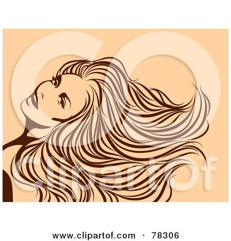 Royalty-Free (RF) Clipart Illustration of a Gorgeous Brown Sketched Woman With A Long Mane On Beige by elena