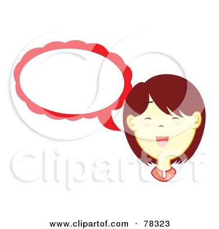 Royalty-Free (RF) Clipart Illustration of a Brunette Girl With A Red Word Balloon by Cherie Reve