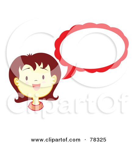 Royalty-Free (RF) Clipart Illustration of a Brunette Girl With A Red Text Balloon by Cherie Reve