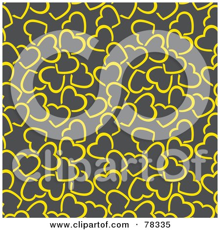 Royalty-Free (RF) Clipart Illustration of a Seamless Background Of Yellow Hearts On Gray by Cherie Reve