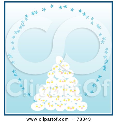 Royalty-Free (RF) Clipart Illustration of a Stack Of Snowballs With A Star Oval On Blue by Cherie Reve