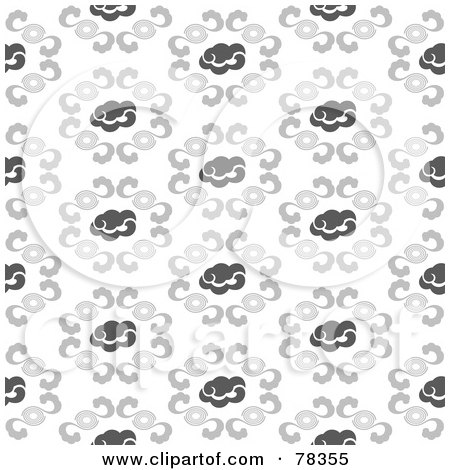 Royalty-Free (RF) Clipart Illustration of a Seamless Gray And White Cloud Pattern Background by Cherie Reve