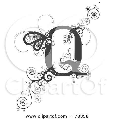 Royalty-Free (RF) Clipart Illustration of a Vine Alphabet Letter Q by BNP Design Studio