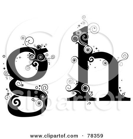 Royalty-Free (RF) Clipart Illustration of a Vine Alphabet Lowercase Letters G And H by BNP Design Studio