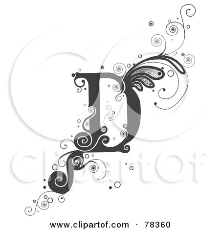 Royalty-Free (RF) Clipart Illustration of a Vine Alphabet Letter D by BNP Design Studio