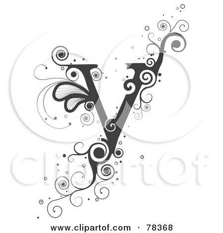 Royalty-Free (RF) Clipart Illustration of a Vine Alphabet Letter V by BNP Design Studio