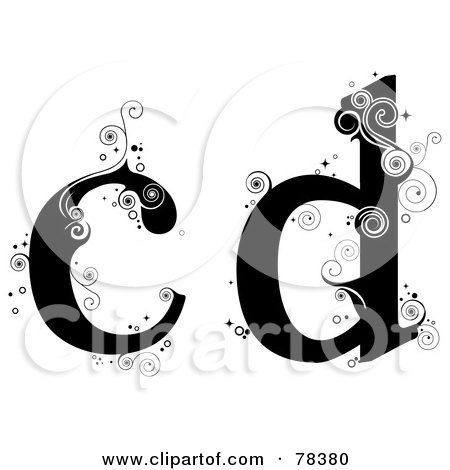 Royalty-Free (RF) Clipart Illustration of a Vine Alphabet Lowercase Letters C And D by BNP Design Studio