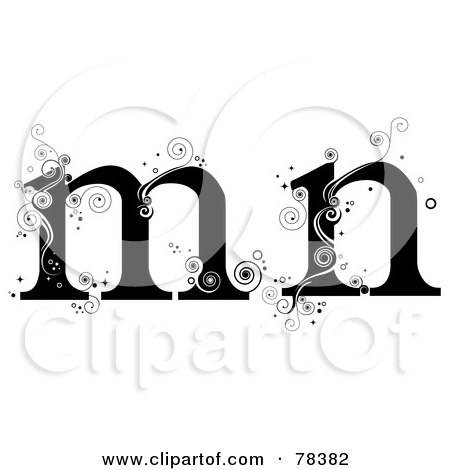 Royalty-Free (RF) Clipart Illustration of a Vine Alphabet Lowercase Letters M And N by BNP Design Studio
