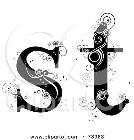 Royalty-Free (RF) Clipart Illustration of a Vine Alphabet Lowercase Letters S And T by BNP Design Studio