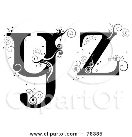 Royalty-Free (RF) Clipart Illustration of a Vine Alphabet Lowercase Letters Y And Z by BNP Design Studio