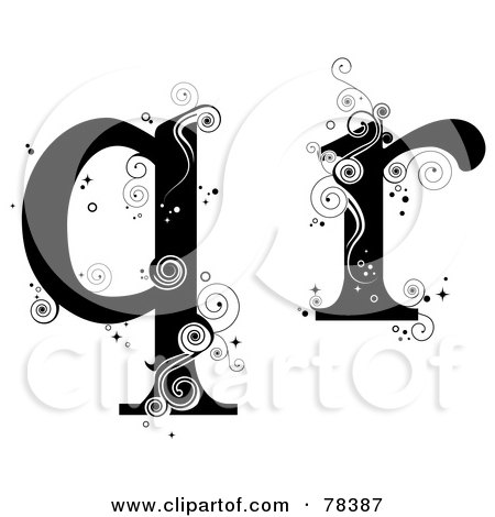 Royalty-Free (RF) Clipart Illustration of a Vine Alphabet Lowercase Letters Q And R by BNP Design Studio