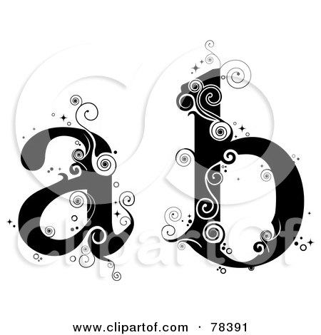 Royalty-Free (RF) Clipart Illustration of a Vine Alphabet Lowercase Letters A And B by BNP Design Studio