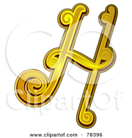 Royalty-Free (RF) Clipart Illustration of an Elegant Gold Letter H by BNP Design Studio