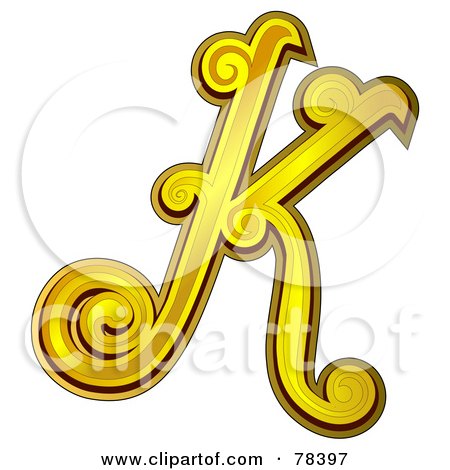 Royalty-Free (RF) Clipart Illustration of an Elegant Gold Letter K by BNP Design Studio