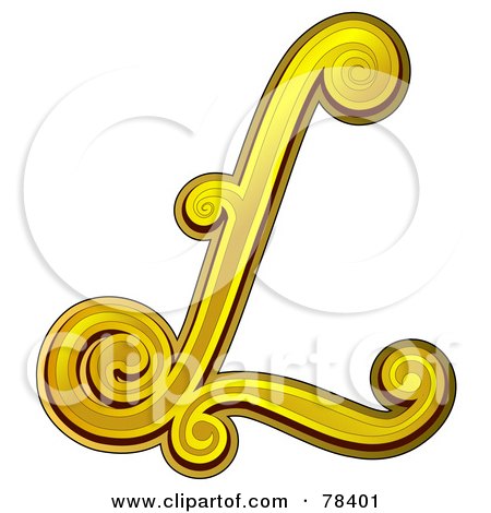 Royalty-Free (RF) Clipart Illustration of an Elegant Gold Letter L by BNP Design Studio