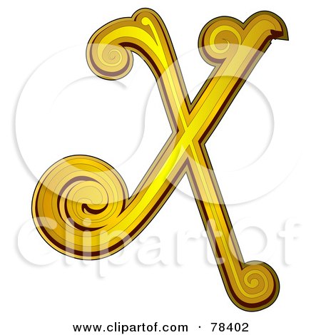 Royalty-Free (RF) Clipart Illustration of an Elegant Gold Letter X by BNP Design Studio