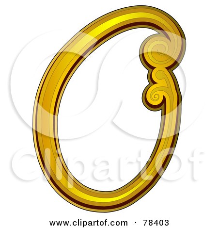 Royalty-Free (RF) Clipart Illustration of an Elegant Gold Letter O by BNP Design Studio