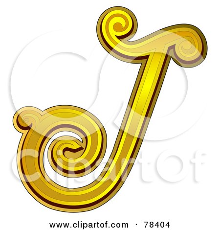 Royalty-Free (RF) Clipart Illustration of an Elegant Gold Letter J by BNP Design Studio