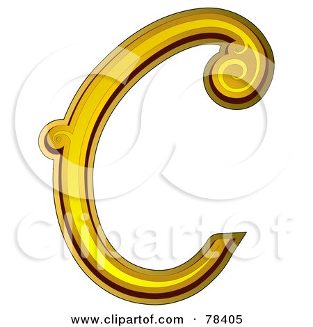 Royalty-Free (RF) Clipart Illustration of an Elegant Gold Letter C by BNP Design Studio