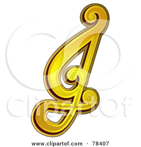 Royalty-Free (RF) Clipart Illustration of an Elegant Gold Letter I by BNP Design Studio