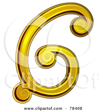 Royalty-Free (RF) Clipart Illustration of an Elegant Gold Letter G by BNP Design Studio
