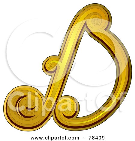 Royalty-Free (RF) Clipart Illustration of an Elegant Gold Letter D by BNP Design Studio