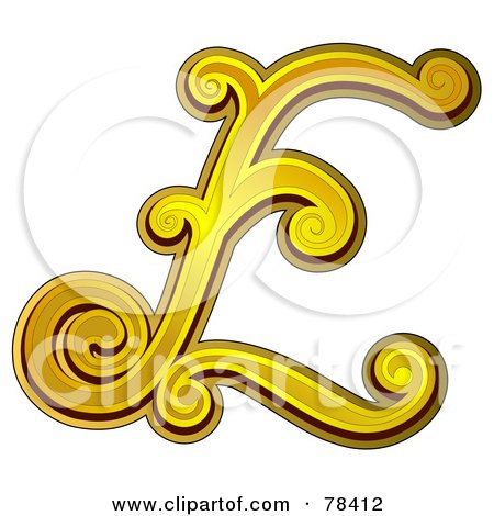 Royalty-Free (RF) Clipart Illustration of an Elegant Gold Letter E by BNP Design Studio