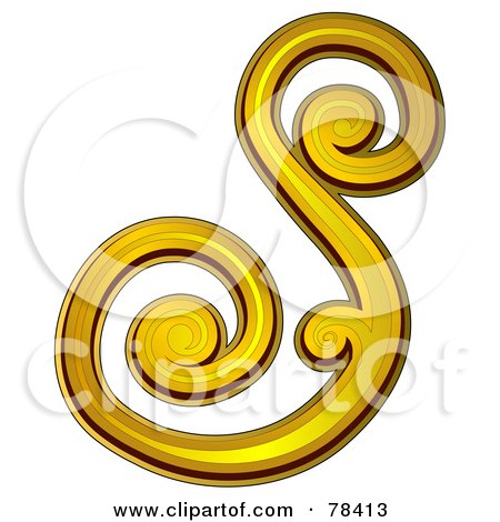 Royalty-Free (RF) Clipart Illustration of an Elegant Gold Letter S by BNP Design Studio
