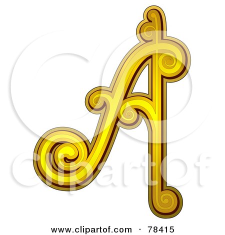 Royalty-Free (RF) Clipart Illustration of an Elegant Gold Letter A by BNP Design Studio