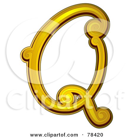 Royalty-Free (RF) Clipart Illustration of an Elegant Gold Letter Q by BNP Design Studio