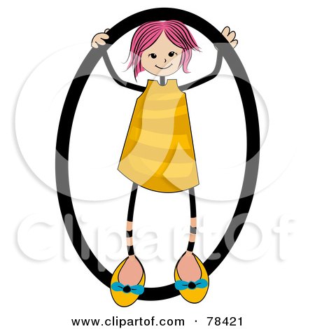 Royalty-Free (RF) Clipart Illustration of a Stick Kid Alphabet Letter O With A Girl by BNP Design Studio