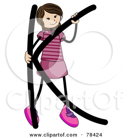 Royalty-Free (RF) Clipart Illustration of a Stick Kid Alphabet Letter K With A Girl by BNP Design Studio