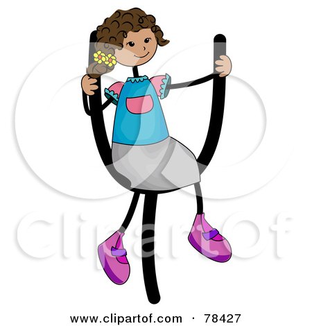 Royalty-Free (RF) Clipart Illustration of a Stick Kid Alphabet Letter Y With A Girl by BNP Design Studio