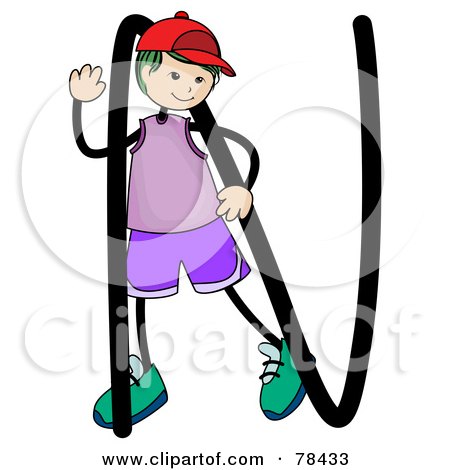 Royalty-Free (RF) Clipart Illustration of a Stick Kid Alphabet Letter N With A Boy by BNP Design Studio