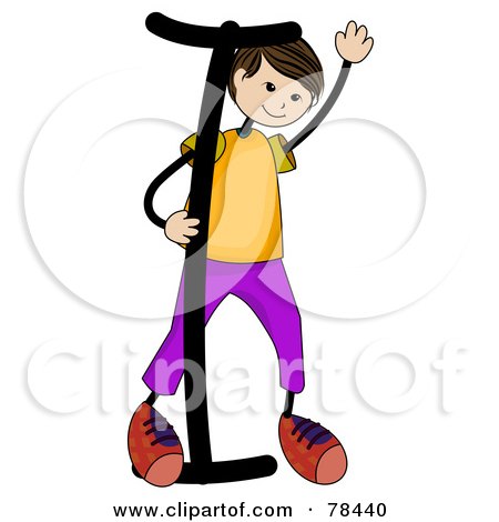 Royalty-Free (RF) Clipart Illustration of a Stick Kid Alphabet Letter I With A Boy by BNP Design Studio